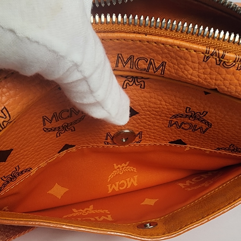 Authentic Mcm Aren Orange Monogram Crossbody Bag … - image 6
